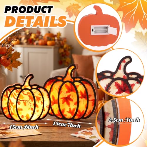 Lighted Wooden Pumpkin Lanterns Set - Fall Harvest Decor for Home & Thanksgiving