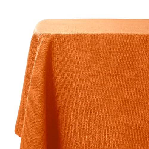 Rectangle Table Cover 118x57 Inches Pumpkin Orange Linen Textured Waterproof