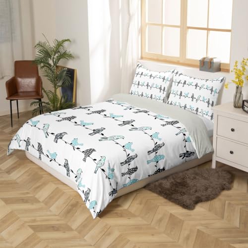 Girls Boho Birds Bedding Set - Multi Twin No Comforter, Nature Floral Decor