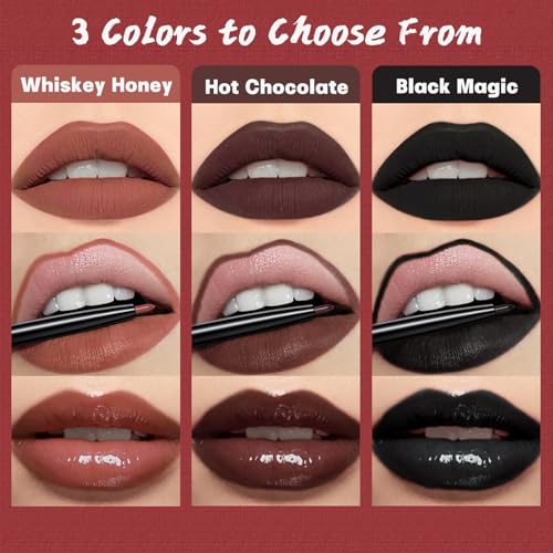 Black Magic 3-in-1 Lipstick Set for Halloween and Gothic Makeup - Long Lasting & Waterproof
