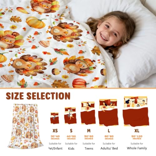 Thanksgiving Turkey Throw Blanket - Fall Pumpkin Cozy Decor 40x50 Inches - Variation of THIS listing