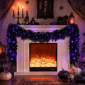 Black 9FT Pre-Lit Halloween Garland with Lights for Indoor Outdoor Decor