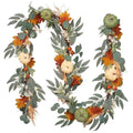 Fall Garland with Pumpkins and Lights - 9ft White/Green Autumn Decor