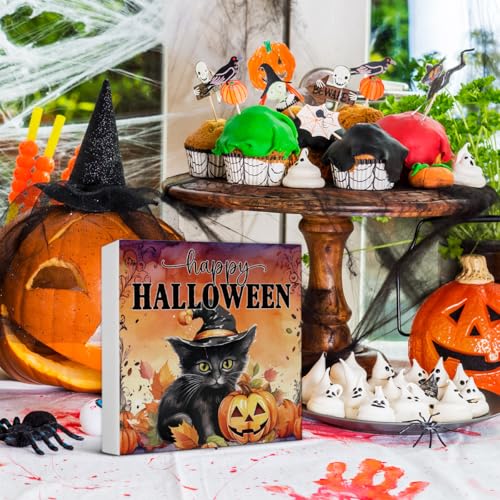 Halloween Decorations Happy Halloween Wooden Sign - Ghosts Spooky Decor - Variation: HALLOWEEN
