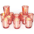 Rose Gold Votive Candle Holders Set of 12 Mercury Glass Decor