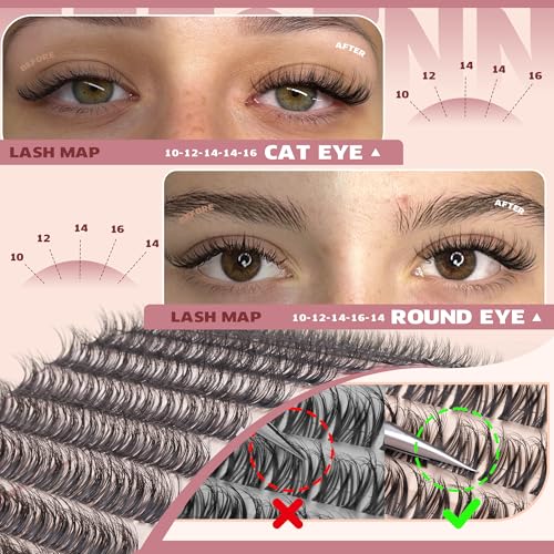 E01 Fluffy Spider Lash Clusters DD Curl Natural Eyelash Extensions - Only Lash Variation
