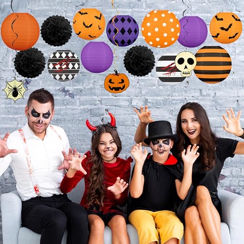 Halloween Paper Lanterns Set for Party Decorations - Spooky Festive Decor