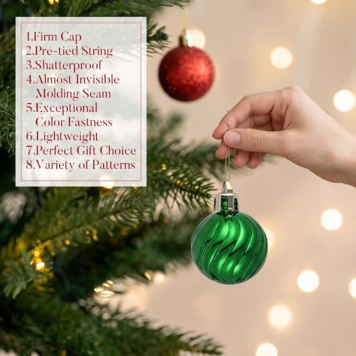 Mini Christmas Ball Ornaments Set - Valery Madelyn 36pcs Red Green Gold Variations
