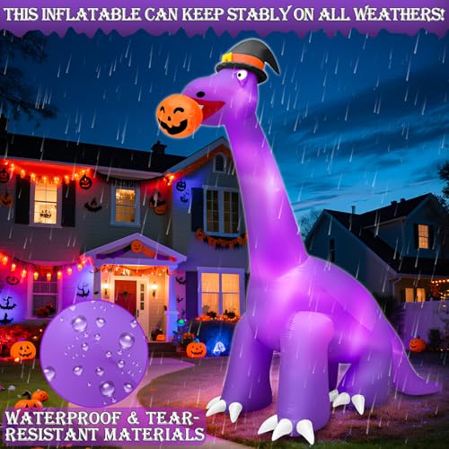 16 Ft Giant Inflatable Dinosaur Halloween Decoration with Lights for Outdoor Yard