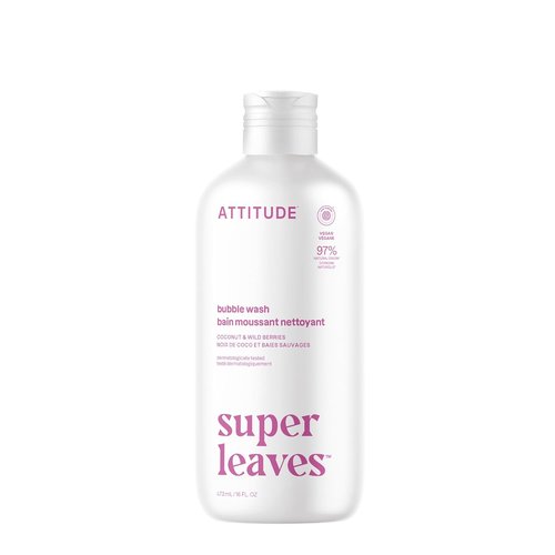 ATTITUDE Bubble Bath - EWG Verified, Plant-Based Formula with Coconut & Wild Berries | 16 Fl Oz