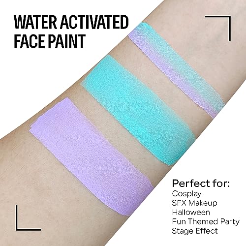 Matte Finish Face Body Paint Set - Purple & Cyan, 30g Water-Activated Makeup for Halloween & Cosplay