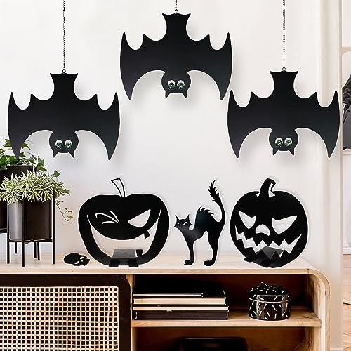 Halloween Hanging Bat Decorations with Glowing Eyes - Spooky Outdoor & Indoor Décor