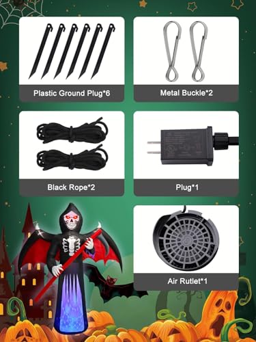 Halloween Inflatable Ghost Reaper with LED Lights - 8.3FT Yard Decor, Waterproof Outdoor Decoration - Variation: Scythe Ghost Reaper