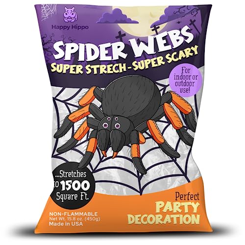 Halloween Spider Web Decoration Extra Large 1500 Sq Feet with Plastic Spiders