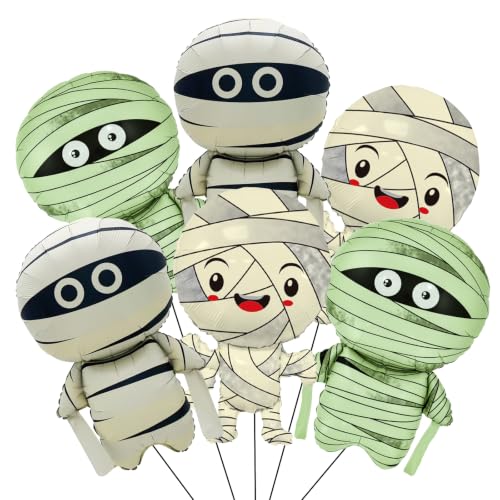 Halloween Mummy Balloons Set - 6pcs Horror Themed Party Decorations