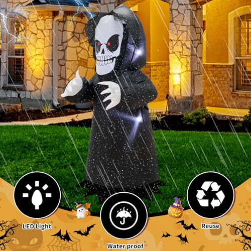 4FT Inflatable Grim Reaper Halloween Yard Decoration - Spooky Outdoor Lawn Decor with LED Lights - Variation: Halloween Ghost