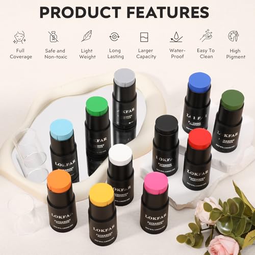 Light Gray Face Paint Stick - Cream-Based Body Makeup for Halloween & Cosplay - 1.06 Oz