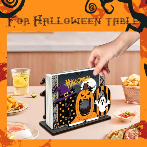 Halloween Napkin Holder Wooden Pumpkin Ghost & Witch Design | Party Decor