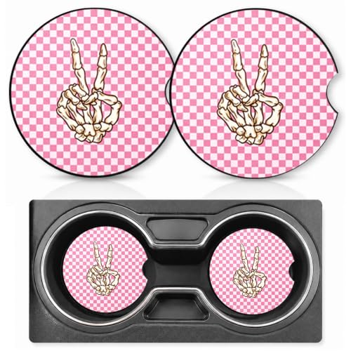 Skeleton Hand Car Cup Holder Coasters - 2 Pack Neoprene Universal Fit - Edgy Car Accessory