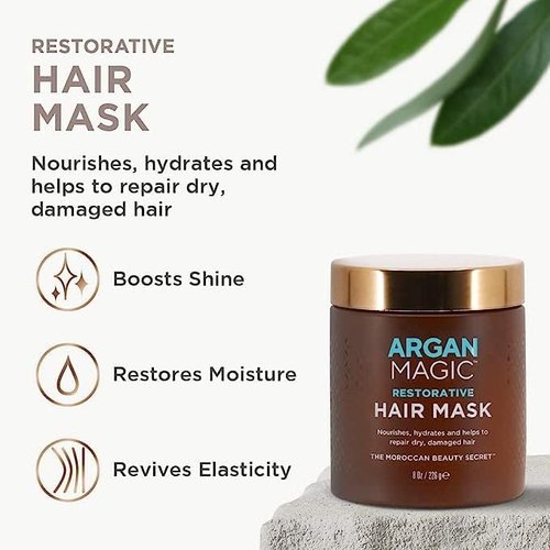 Argan Magic Restorative Hair Mask - Protein-Rich Conditioning Treatment for Hydrated, Restored Hair | Paraben-Free, 12 oz