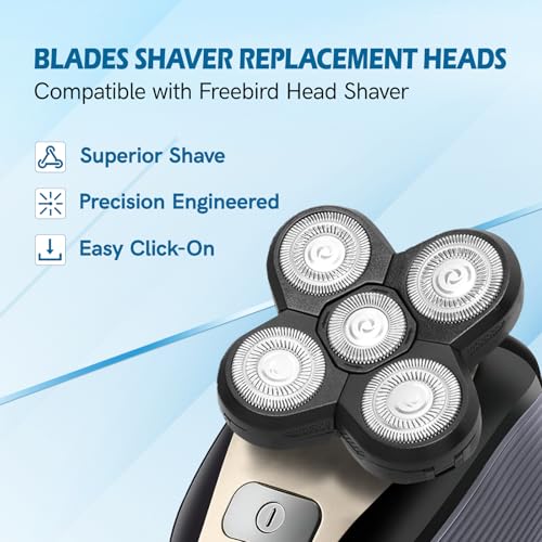 Replacement Blades for Freebird Head Shaver - 5 Pack, Head & Face Razor Refills