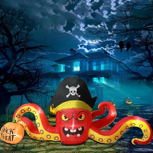 Halloween Inflatable Pirate Octopus with LED Lights - Yard & Garden Decor