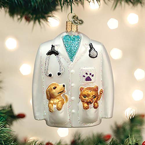 Old World Christmas Veterinarian's Coat Ornament Free Box Christmas Decor