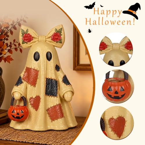 Lighted Ghost Halloween Table Lamp - Indoor Spooky Night Light with Remote