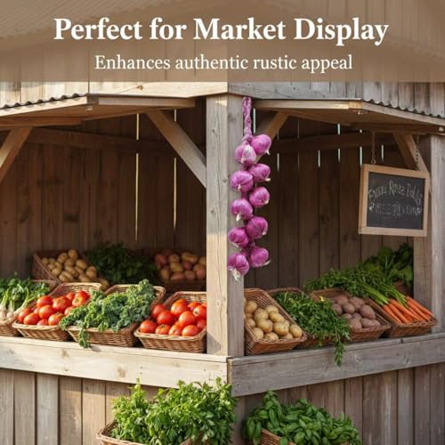 Artificial Garlic String - Purple 2 Pack Farmhouse Kitchen Decor & Photo Props