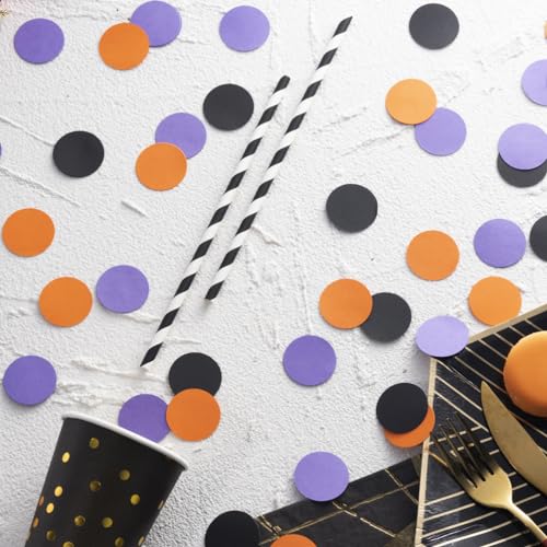 Confetti Table Decoration Set - Purple, Black, Orange, 200pcs, 1.2"