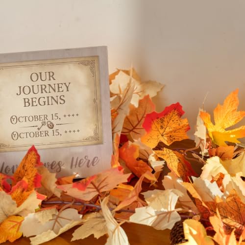 2 Pack Fall Leaf Garland with Lights - 12Ft Autumn Maple String Lights for Thanksgiving Halloween Decorations