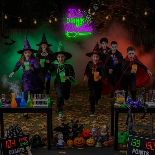 Drink Up Witches Halloween Neon Sign Wall Decor Dimmable LED Light