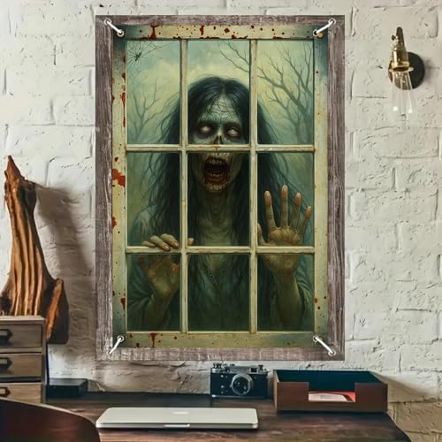 Halloween Zombie Window Cover - 31x47 Inch Polyester Decor - Colorful#3