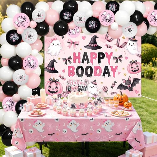 Pink Black Happy Boo Day Decorations for Girls Birthday Party - Variation of this listing: Pink Black Birthday a