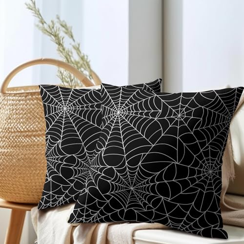 Spider Web Halloween Pillow Covers 24x24 Inch Set of 2 - Outdoor Decorative Throw Pillow Cases