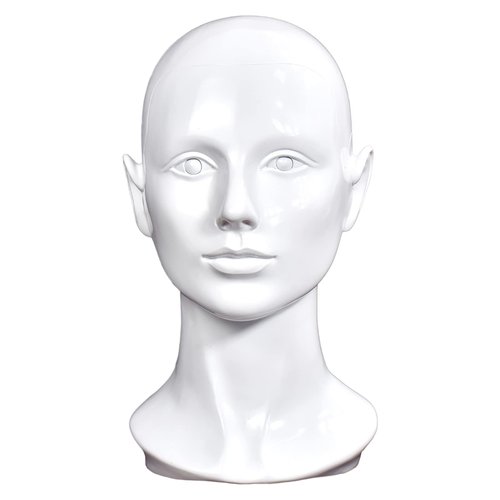 MIAOMANZI PVC Mannequin Head White Female Manikin Dummy Stand Model Display Hat Scarf Wigs Hair Glasses Hat Beauty Styling Tool (bright white)