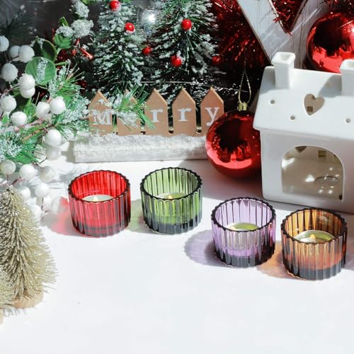 Multicolor Votive Candle Holders Set of 24 - Elegant Glass Centerpiece Decor