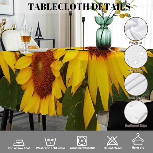 Sunflower Tablecloth 52x70 Inch Rectangular Yellow Floral Kitchen Dining Decor - Sunflowers Variation