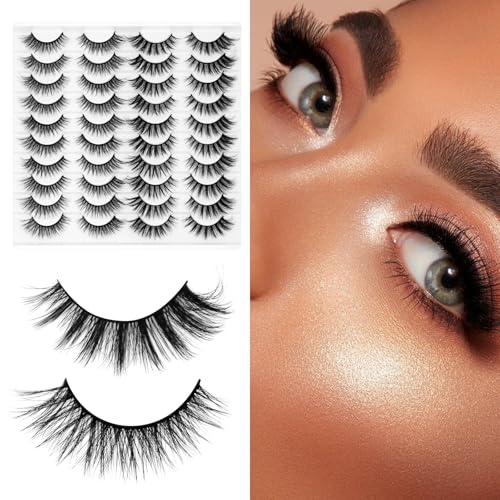 False Eyelashes Cat Eye Fluffy Lashes - Natural Look - Black - 20 Pairs