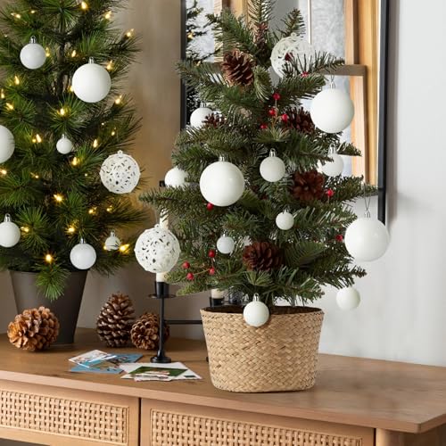 Shatterproof Christmas Tree Ornaments Set - 100 White Holiday Decor Balls