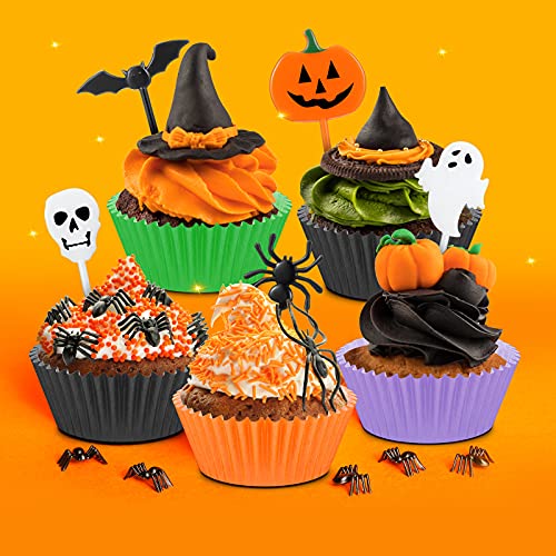 Halloween Cupcake Toppers & Baking Cups Set - 150 Pieces Kids Party Decorations