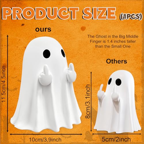 Off White Big Ghost Figurine Halloween Decor - 4.5 Inch Cute Ghost Statue, Funny Ghost Ornament for Home & Gift