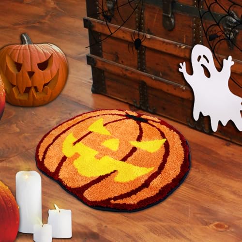 Halloween Pumpkin Bath Rug - Non Slip Doormat for Bathroom & Kitchen Decor - Pumpkin Variation