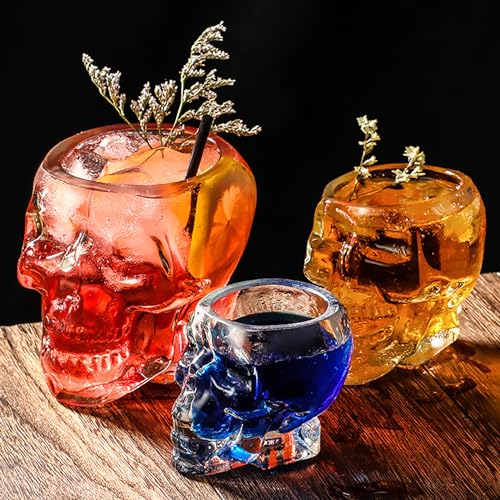 12oz Skull Wine Glass - Clear Novelty Drinkware for Spirits & Halloween Party (Medium, 1pc)