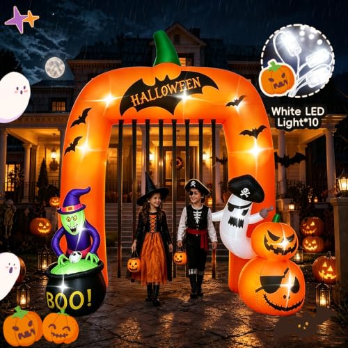 12FT Halloween Inflatable Archway Decoration for Outdoor Party, Lights & Stakes