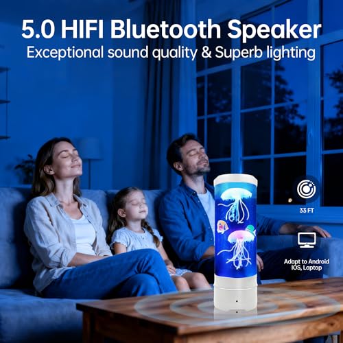 Jellyfish Lamp with Bluetooth Speaker - White, 17 Colors & 4 Modes, USB Powered