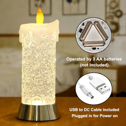 8.65-Inch Lighted Acrylic Flameless Candle Swirling Glitter Globe - Figurine