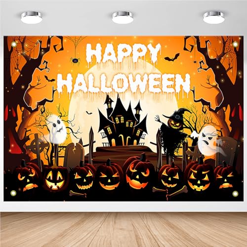 Halloween Banner 8x6ft Orange and Black Horror Scene Party Decor Variation of THIS listing