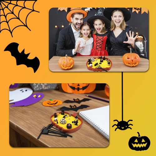 Halloween Pumpkin Zen Garden Desk Decor - Gothic Spooky Coffin Tray with Figurines Variation of PUMPKIN