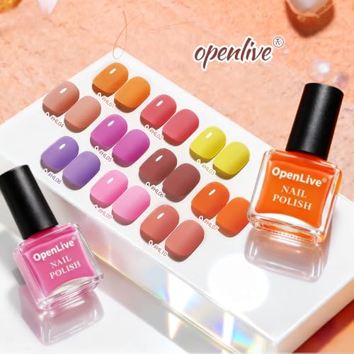 OpenLive Autumn Maple Leaf Nail Polish Set - 12 Vibrant Colors, 5ML